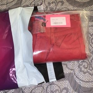 Luna Faux Leather Flare Jeans- Red/ XS